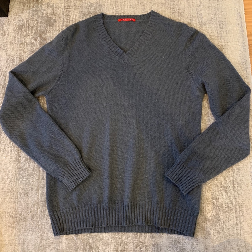 Prada men’s gray cashmere sweater